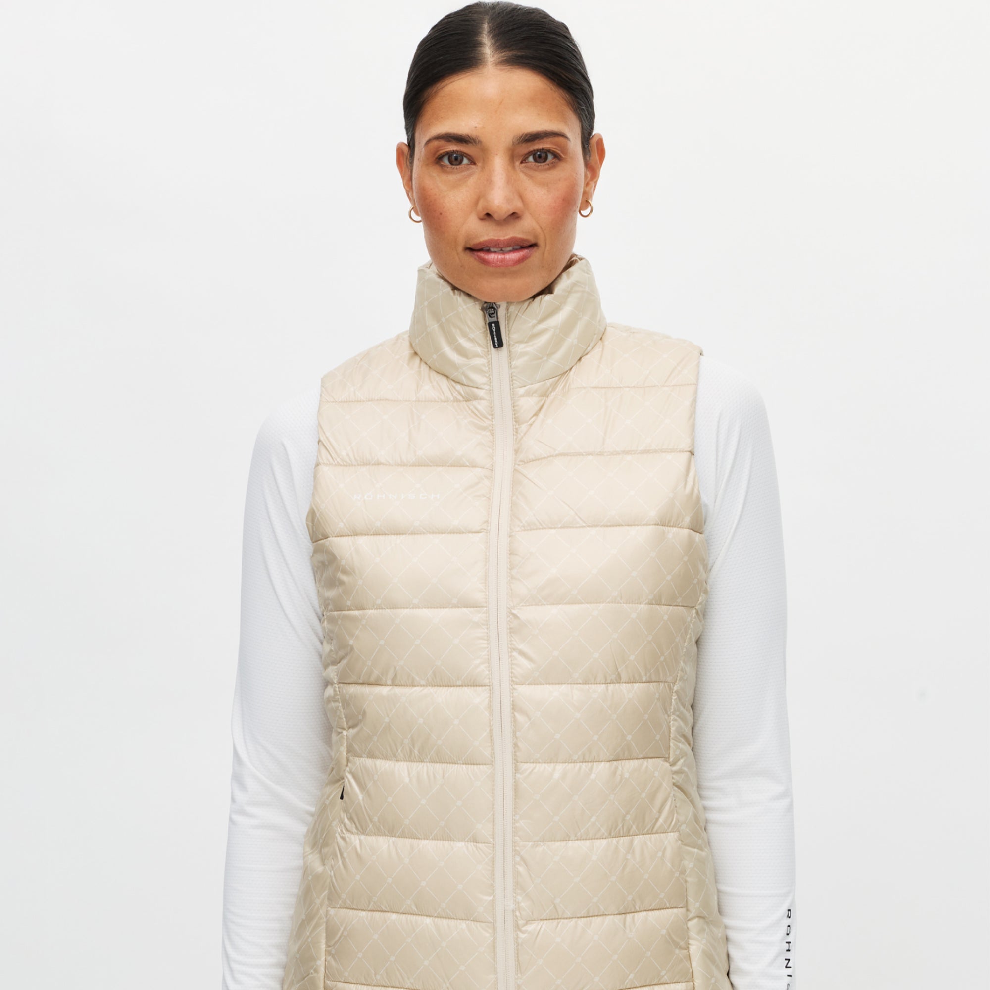 Rohnisch Airlite Padded Ladies Golf Vest Micro R Check Oat